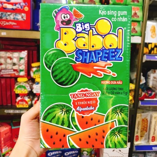 KẸO SINGGUM BIG BABOL SHAPEEZ NHÂN DƯA HẤU HỘP 50 VIÊN TẶNG THỎI KẸO ALPENLIEBE