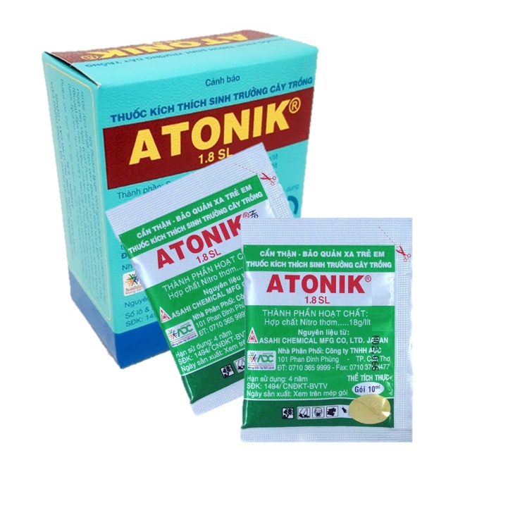Phân bón lá kích thích tăng trưởng cây trồng ATONIK 1.8 SL hộp 10 gói, 2 gói 10ml