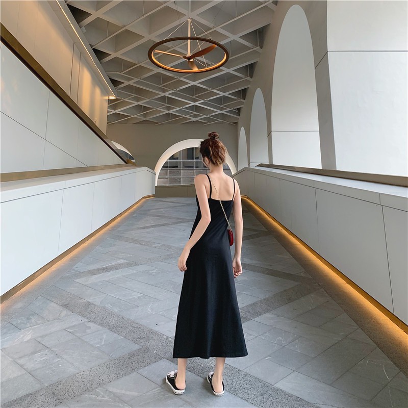 Đầm Maxi Dài Hở Lưng Hai Dây Cổ Chữ V Thiết Kế Xẻ Tà Quyến Rũ - MSP D09 | BigBuy360 - bigbuy360.vn