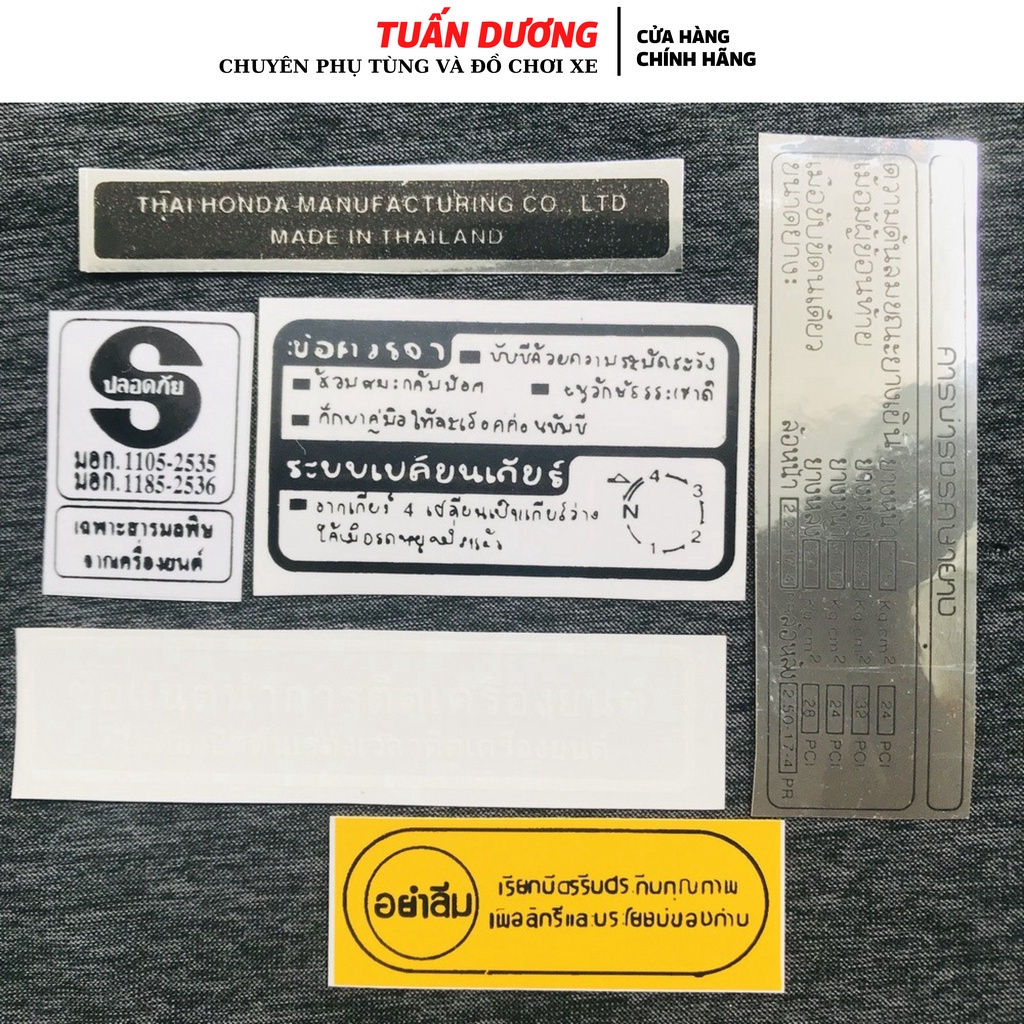 Bộ tem thông số dream thái ( bộ đủ 6 mảnh), Tem hàng đẹp lắp được cả dream thái và dream việt các đời