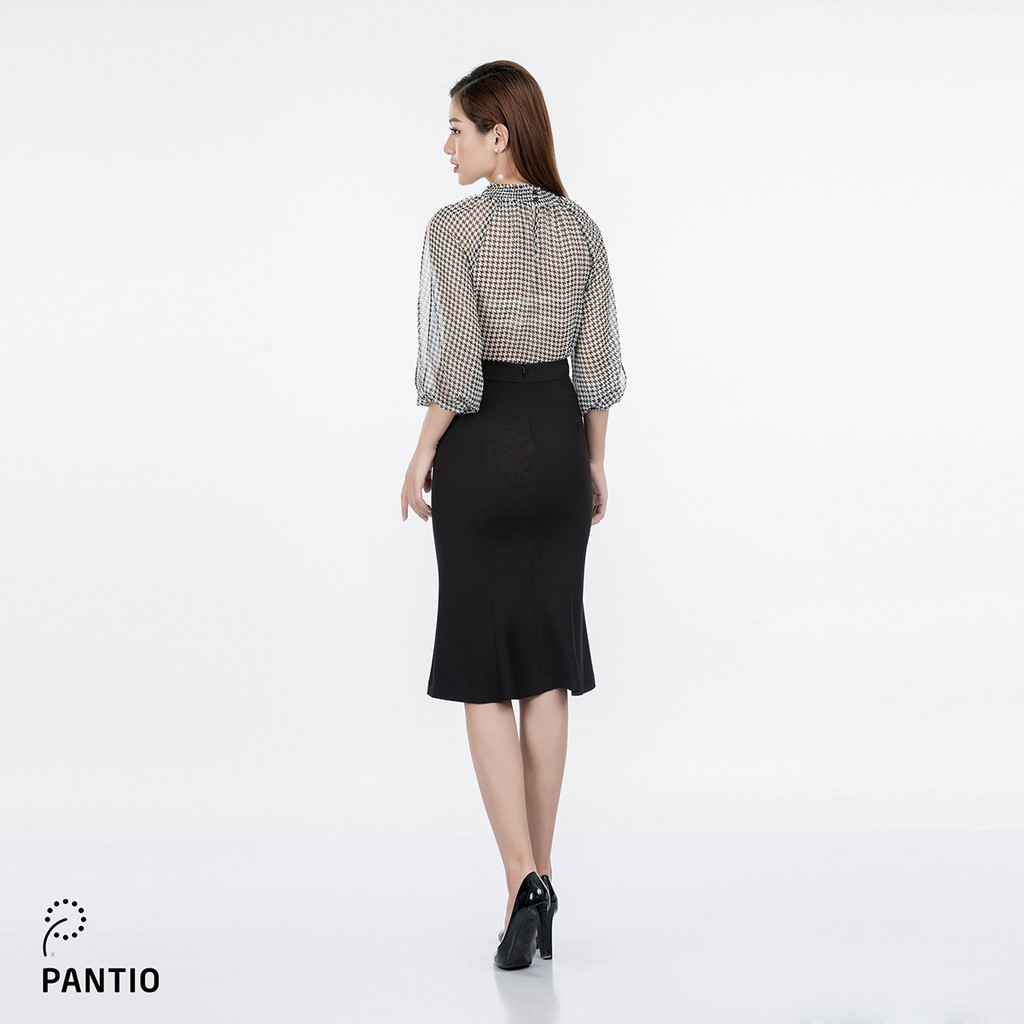Áo sơ mi chất liệu voan họa tiết đen dáng ôm BAS52320 - PANTIO