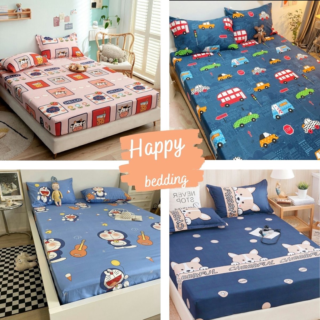 Ga Trải Giường Cotton Poly Bốn Mùa Đủ Size - HappyBedding (Bo Chun Miễn Phí)