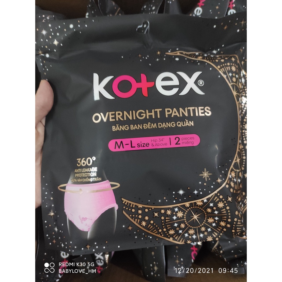 Gói 2c băng vệ sinh kotex đêm dạng quần size ML (KTX02)