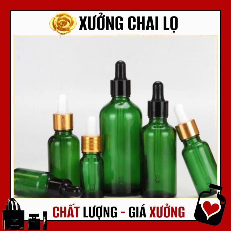 Lọ Chiết Serum ❤ TOP GIÁ RẺ ❤ [30ml] Lọ đựng tinh dầu Xanh lá chiết serum Khoen Vàng,Đen,Bạc, phụ kiện du lịch