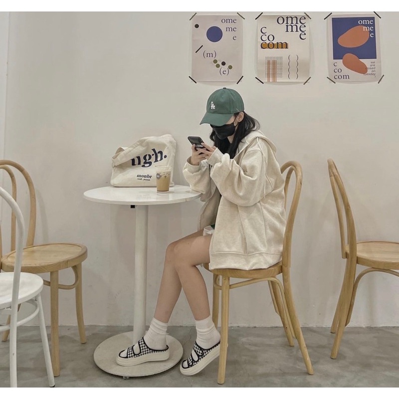 Áo Khoác Hoodie Nỉ Unisex [FREESHIP]  Áo tay bồng khóa kéo có mũ ulzzang màu Xanh | Xám nam nữ HOT