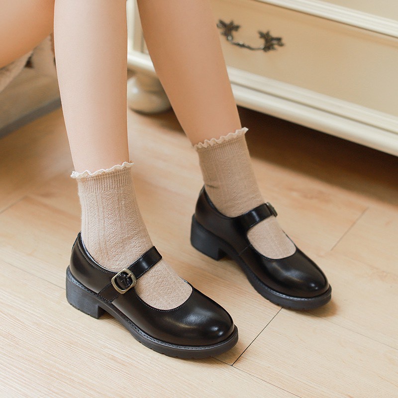 Mary Jane shoes  - Giày da bò nữ phong cách vintage, retro