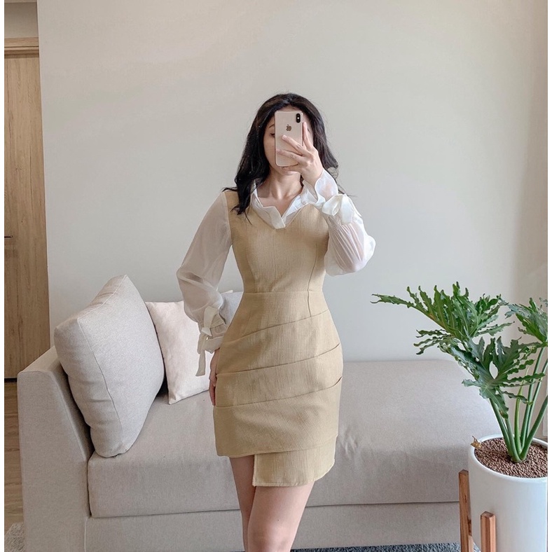 Đầm Katleen - Đầm yếm phối cổ sơ mi | BigBuy360 - bigbuy360.vn