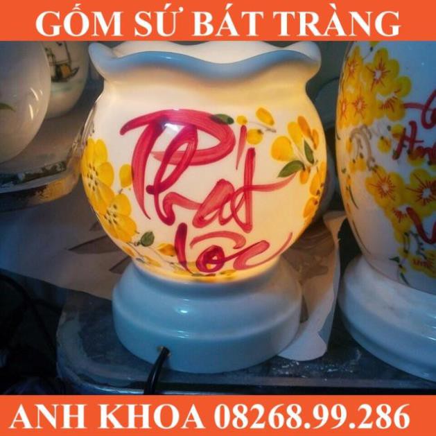 Đèn xông tinh dầu size to có kẹp đèn cao 15cm - Gốm sứ Bát Tràng Anh Khoa