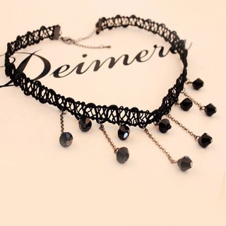 Dây chuyên chocker màu đen tua rua cá tính (có ảnh thật)