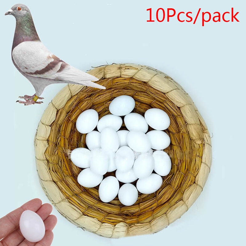 Bộ 10 quả trứng chim bồ câu ỉa bằng nhựa màu trắng trơn