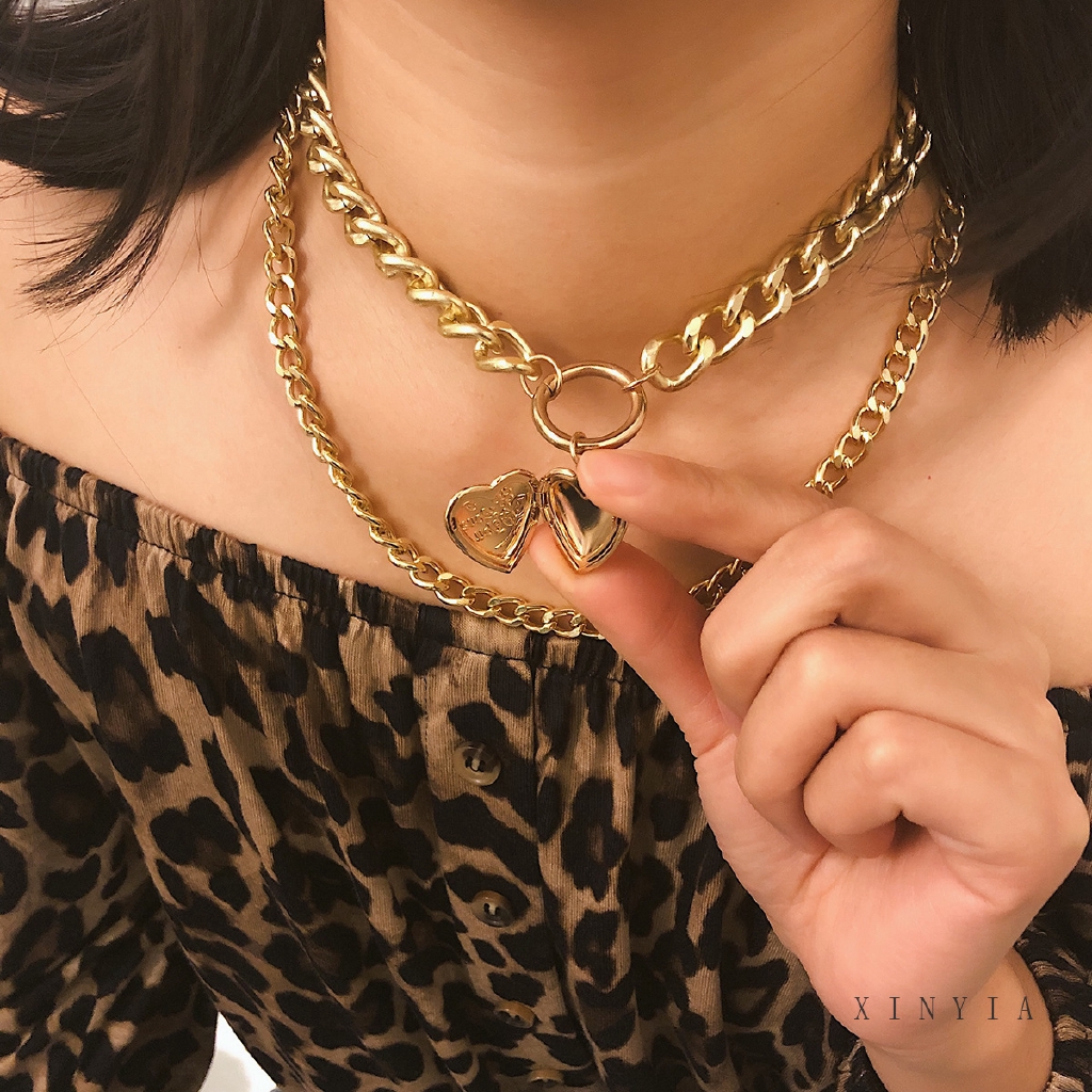 Vòng Cổ Choker Hai Lớp Mặt Hình Trái Tim Thời Trang Cho Nữ