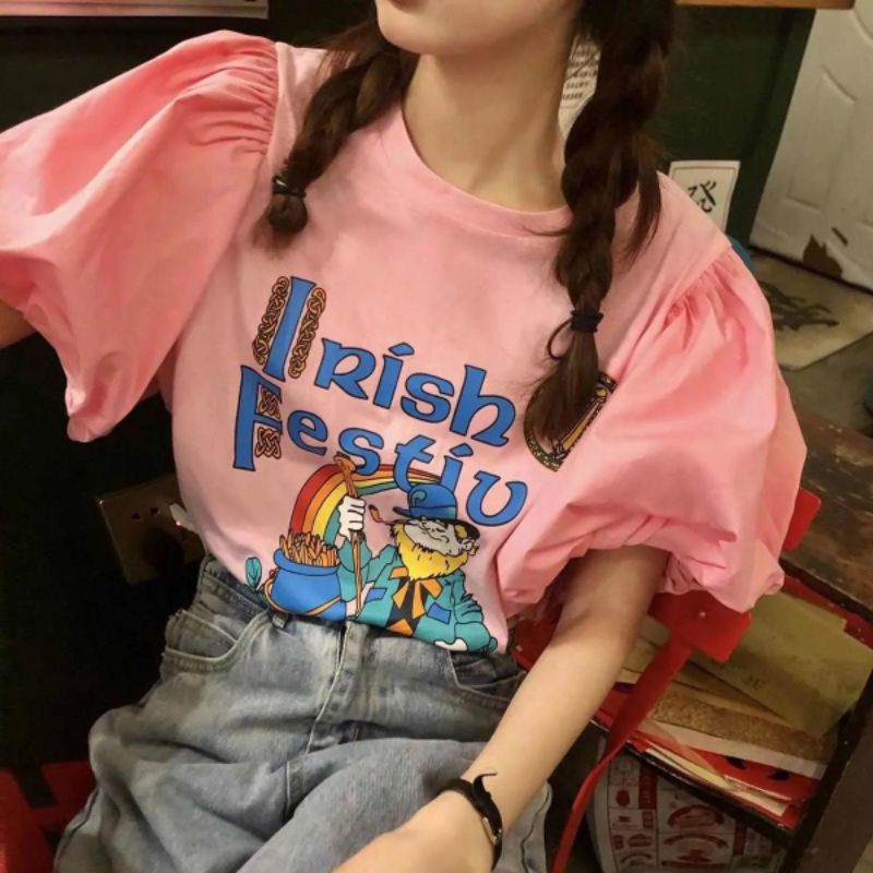 Áo phông  tay bồng Free size 40-55kg Quảng Châu