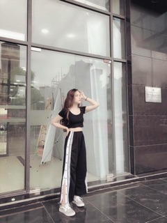 Quần ống rộng cúc bấm