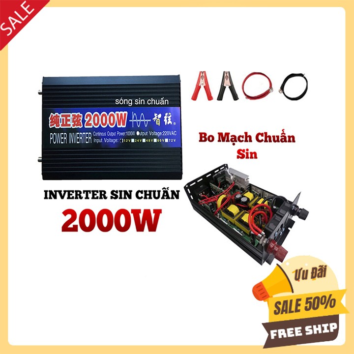 Bộ kích điện Sin chuẩn inverter 2000W, đổi nguồn 12v sang 220V