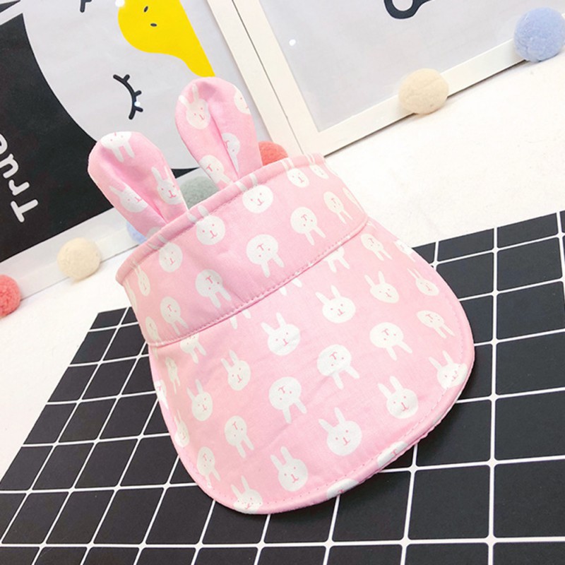 Mũ lưỡi trai hở đầu phối tai thỏ họa tiết hoạt hình dễ thương cho bé