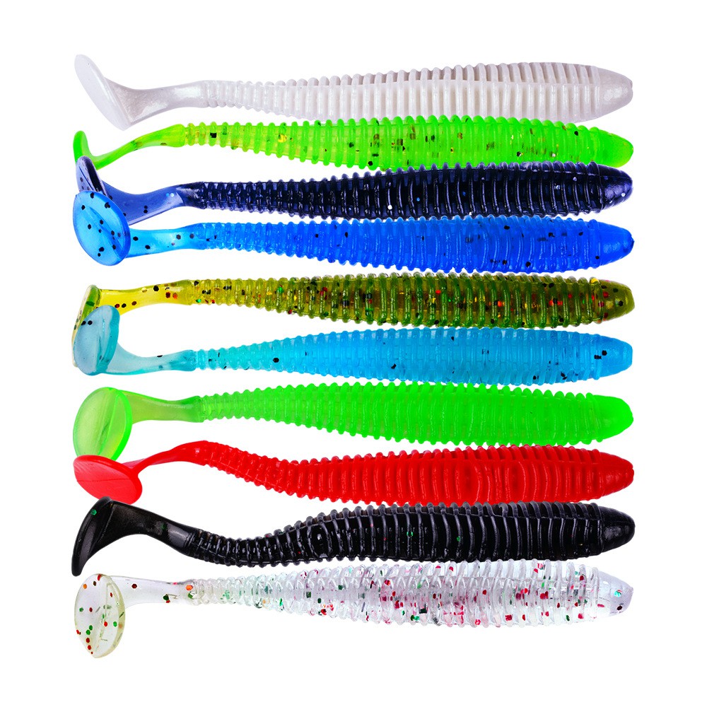Mồi giun mềm nổi T đuôi Silicone Shad Mồi 8,5cm / 2,4g Câu cá biển sinh học nhân tạo Mồi mềm cho nước ngọt mặn
