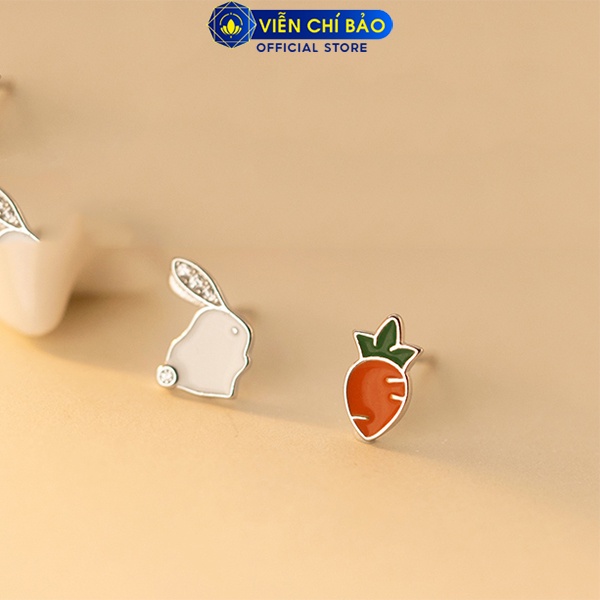 Bông tai bạc nữ thỏ cà rốt dễ thương chất liệu bạc 925 thời trang phụ kiện trang sức nữ Viễn Chí Bảo B400473