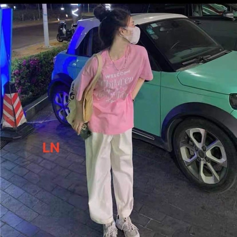 Sét áo WELCOM 5D + quần kaki trắng TH6