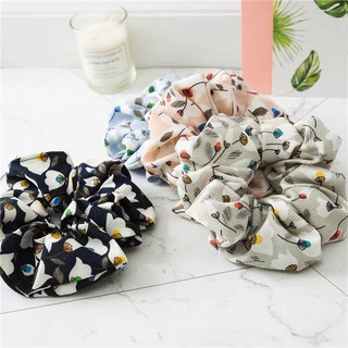 Dây buộc tóc vải scrunchies, vòng tay Hàn Quốc họa tiết thanh lịch