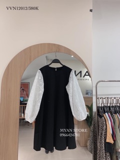 Váy suông tay ren lỗ