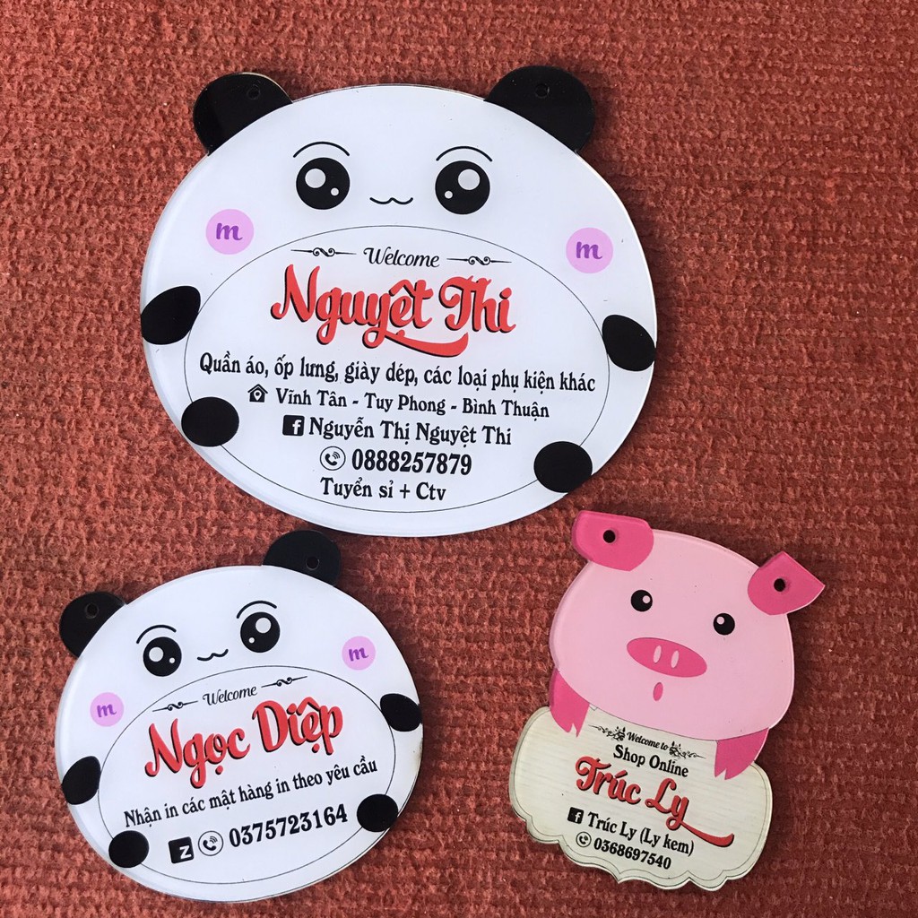 Bảng hiệu mica - hình Gấu bông trắng dễ thương - Free thiết kế