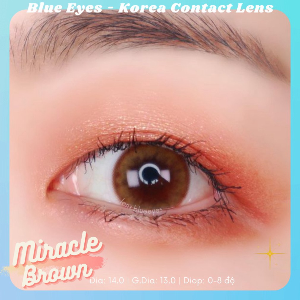 Lens nâu rêu , Kính áp tròng Hàn Quốc màu nâu  MIRACLE BROWN - Lens cận  giãn nhẹ 14.0.