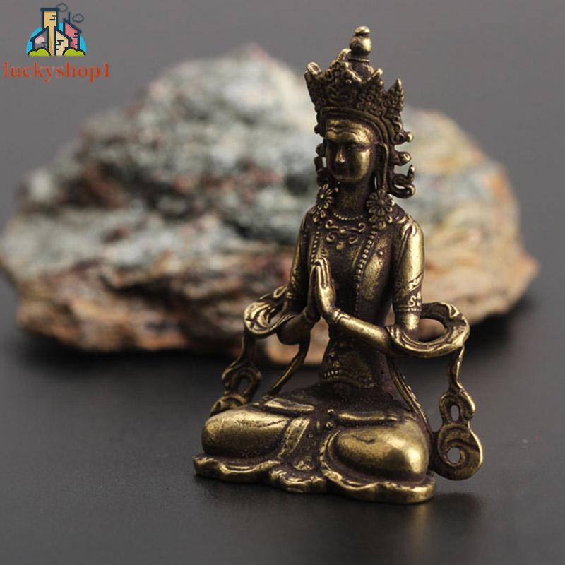 【GLS】Mini Solid Copper Blessing Buddha Statue Ornament Home Office Decor Gift