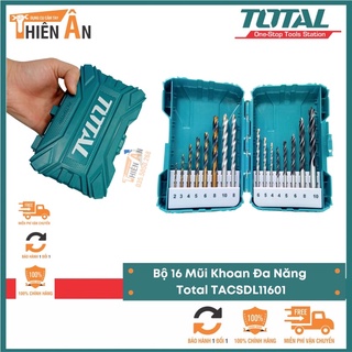 Bộ 16 mũi khoan đa năng total tacsdl11601- combo 16 mũi khoan gồm: khoan kim loai/ khoan bê tông/ khoan gỗ