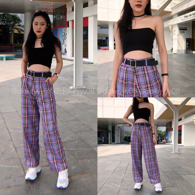 Quần thụng kẻ