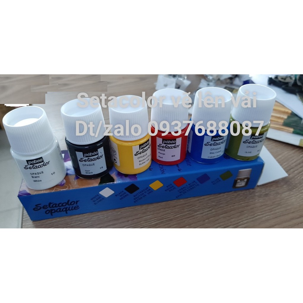 [ TÂM TÂM ]-Màu vẽ vải Setacolor Opaque Pebeo set 6x20ml-