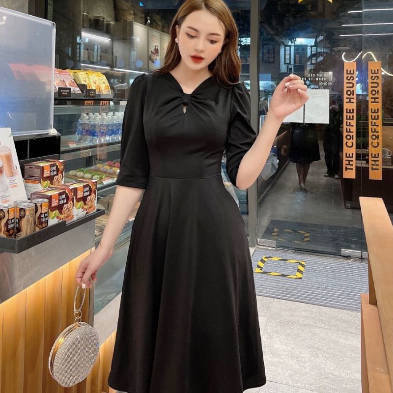 Váy xòe MiQu cao cấp, dự tiệc, công sở, đi chơi, chất liệu mền mịn, không bai, không xù, kiểu dáng sành điệu