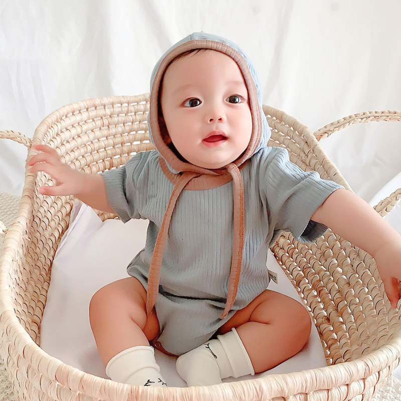 Set áo liền quần và mũ trùm đầu xinh xắn dành cho trẻ sơ sinh
