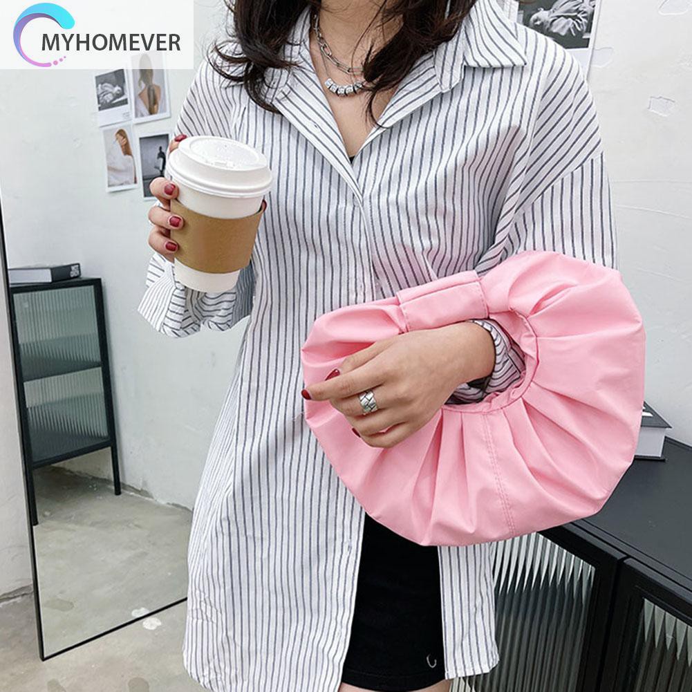 Túi Xách Da Pu Hình Tròn Xếp Ly Nhỏ Xinh Thời Trang Cho Bạn Gái