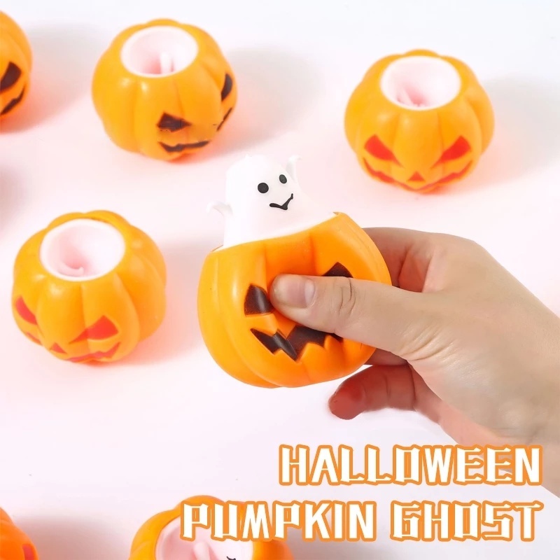 Đồ Chơi Nắn Bóp Hình Quả Bí Ngô Halloween Dễ Thương Vui Nhộn Giảm Căng Thẳng