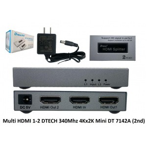 Bộ chia 1 HDMI ra 2 HDMI  DTech (DT7142A ) chính hãng