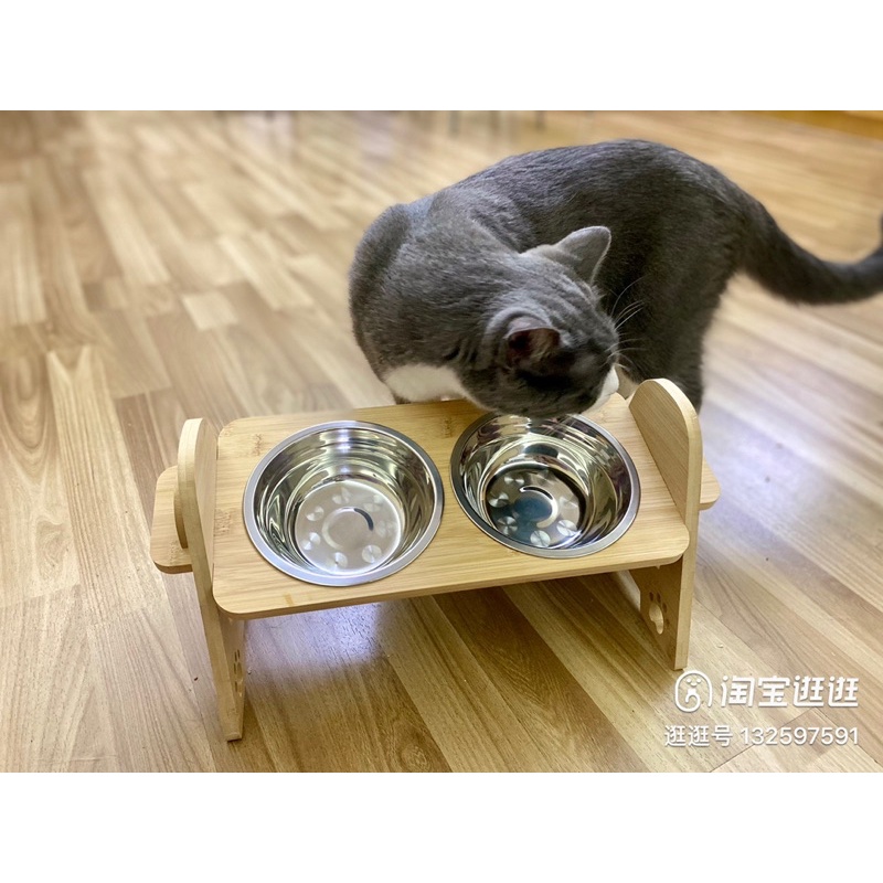 Bàn ăn gỗ cho chó mèo chống lật đổ cao cấp chống thấm nước.