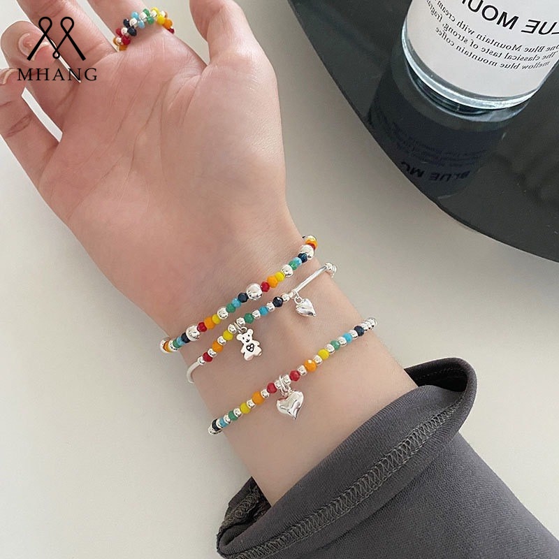 Vòng Tay Chuỗi Hạt Mặt Cười Trái Tim Dễ Thương Phong Cách Hàn Quốc Cho Nam Và Nữ