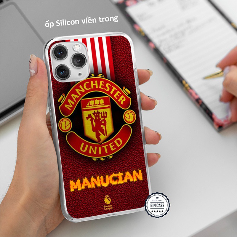 ⚽Ốp lưng in giả da logo MU cực đẹp ⚽dành cho fan MU iphone 13 12 11 Pro Max 6s 6 7 8 Plus X Xr Xs Max BONGDA021