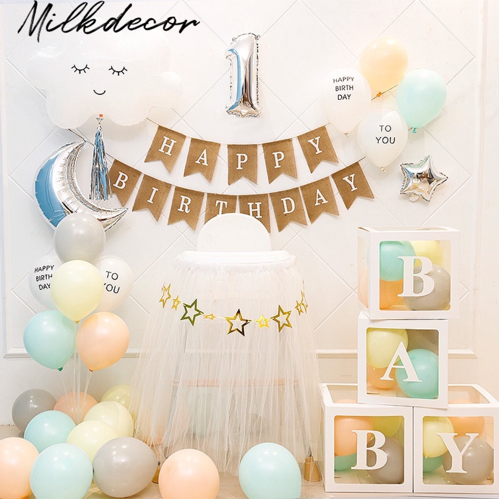 Set Bóng Bay Trang Trí Sinh Nhật Đơn Giản MS92 Phong Cách Hàn Quốc Chọn Mẫu