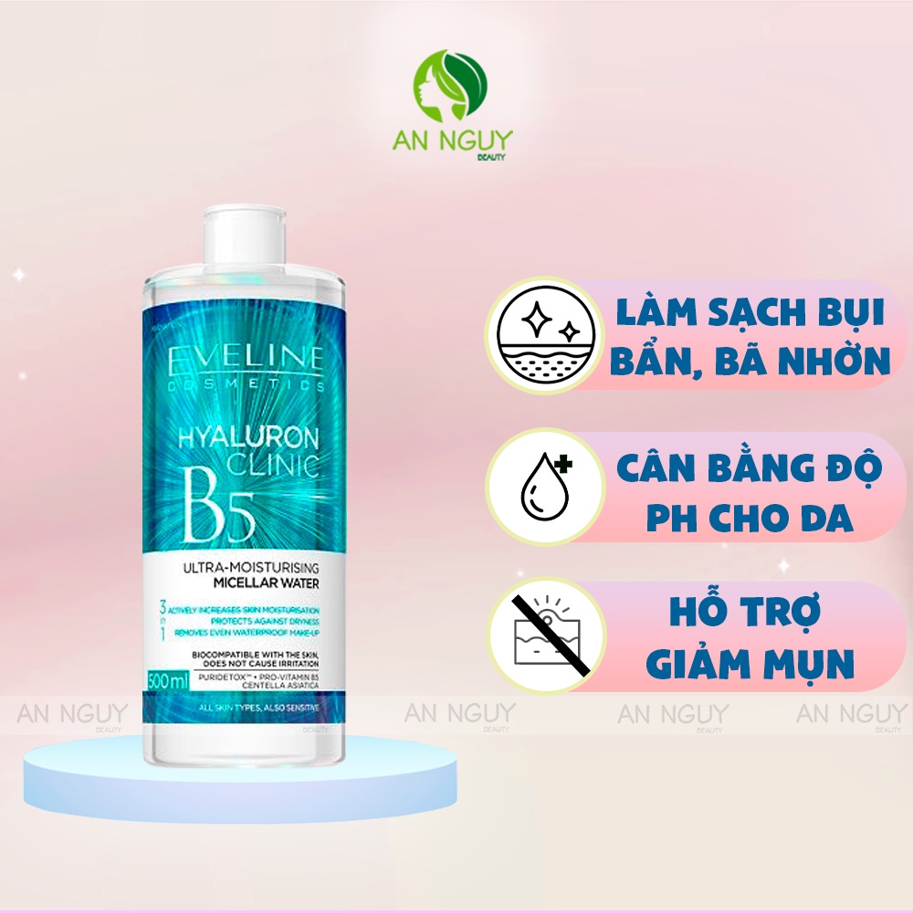 Nước tẩy trang EVELINE HYALURONIC CLINIC B5 500ML