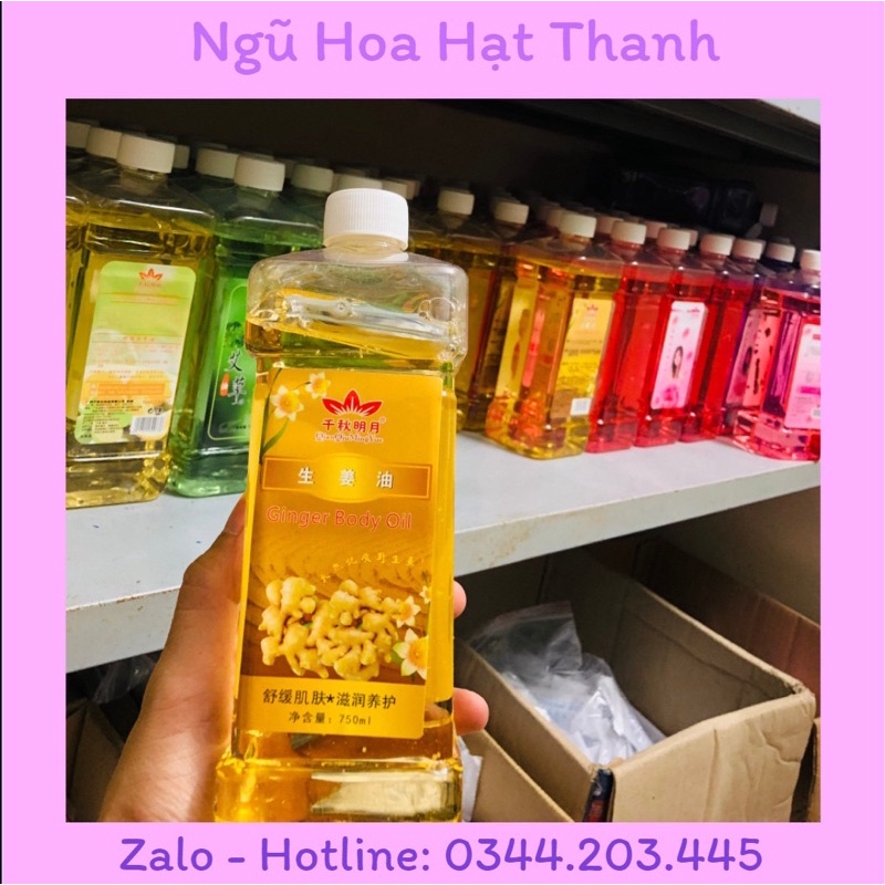 Dầu massage body gừng 750ml dùng trong Spa thơm dịu nhẹ