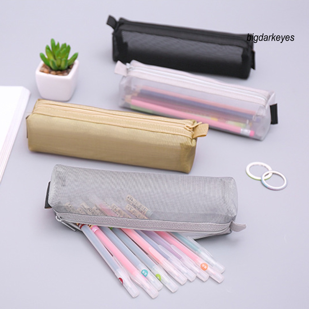 Túi Lưới Đựng Bút Màu Trơn Dễ Thương