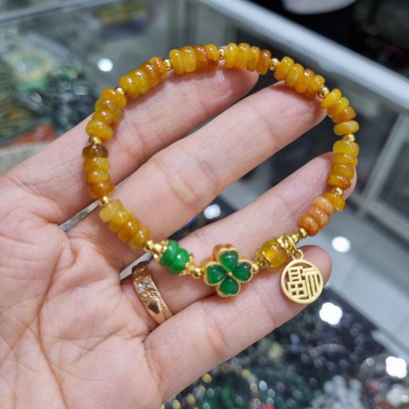 Vòng Tay Đa Màu Vàng C.Thạch Mix Charm Mạ Vàng