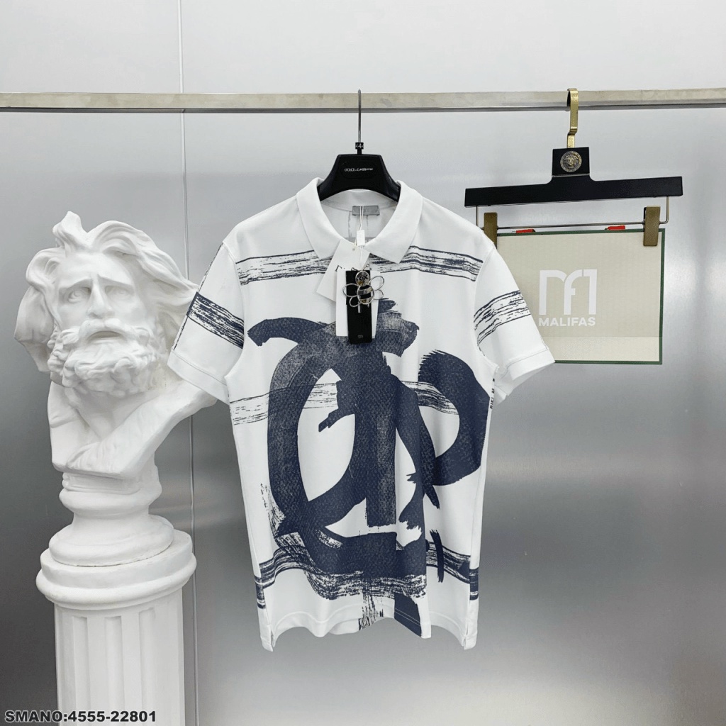 Áo Thun Nam Cổ Trụ Chất Cotton Mềm Mát In Loang 2 Màu Trắng Đen Form Chuẩn Mặc Đẹp Hot Trend NEW UNISEX