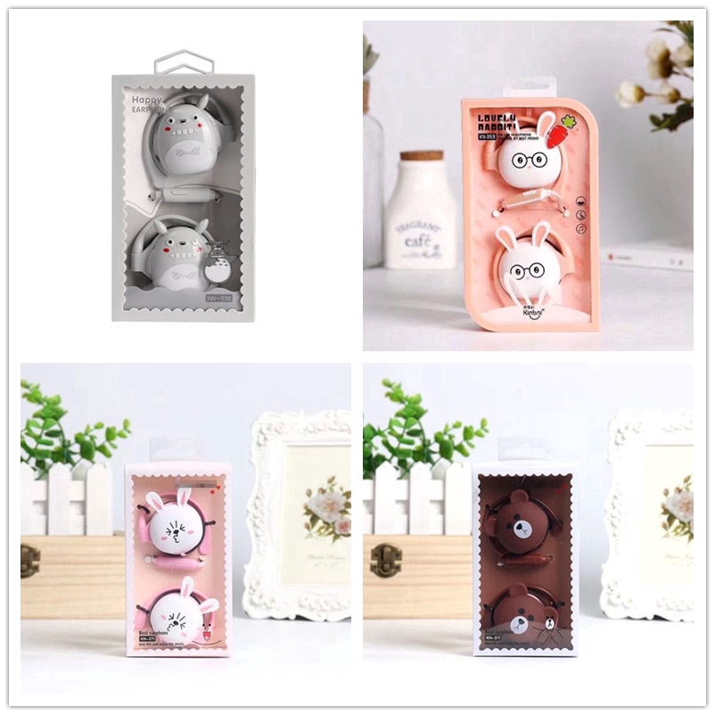 Tai Nghe Móc Vành Tai Di Động Có Dây In Hình Thỏ Hoạt Hình Dễ Thương Dành Cho Các Cặp Đôi