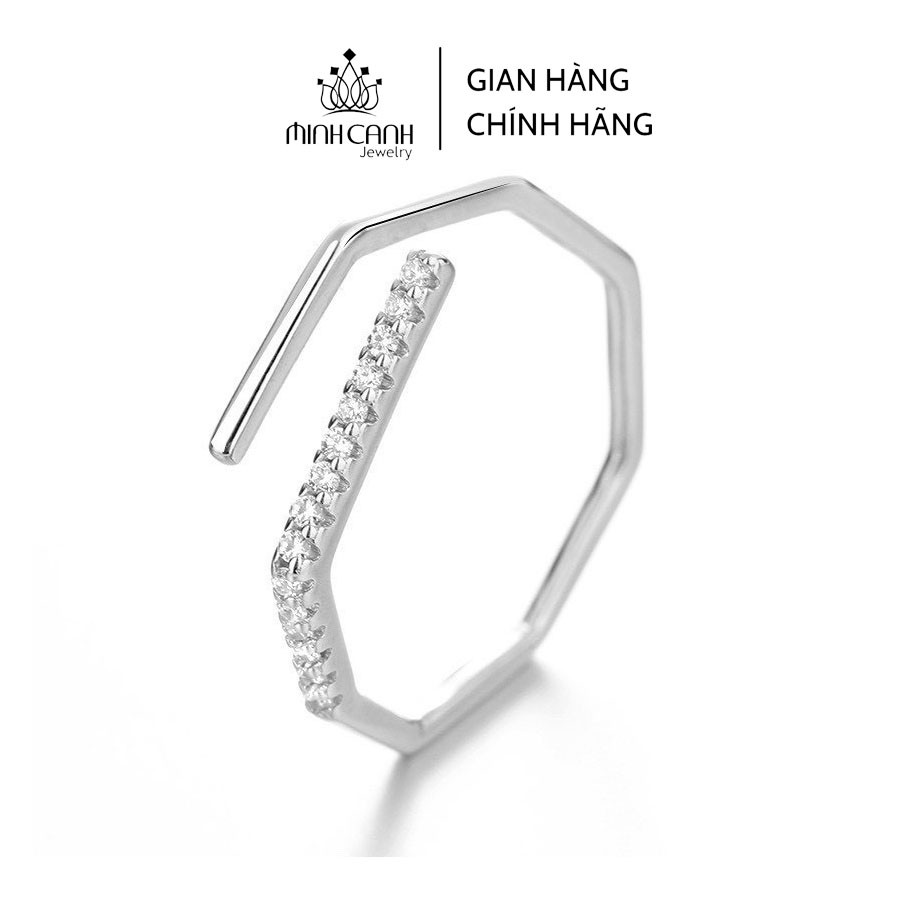 Nhẫn Bạc Nữ Cá Tính Đính Đá Dáng Hở Freesize Minh Canh Jewelry