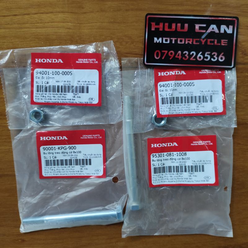 BỘ ỐC CỐT GÁC MÁY WAVE , DREAM HONDA GỒM 4 CHI TIẾT