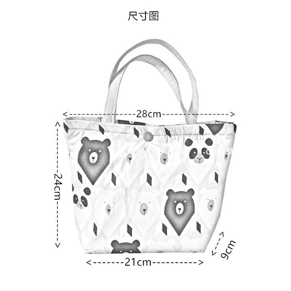 Túi tote cotton dày cách nhiệt in hoa thời trang