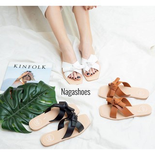Dép thắt gút quai chéo mũi vuông Nagashoes NAD25