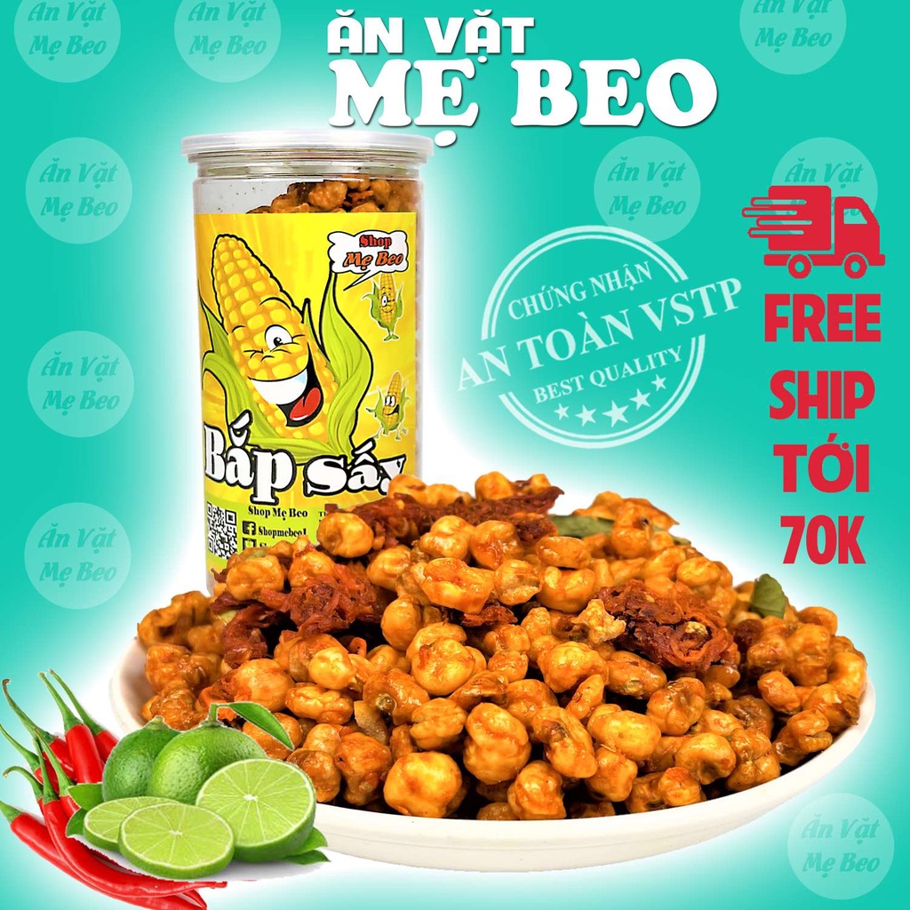 Bắp sấy rim khô bò lá chanh 350Gr Mẹ Beo đồ ăn vặt cực ngon